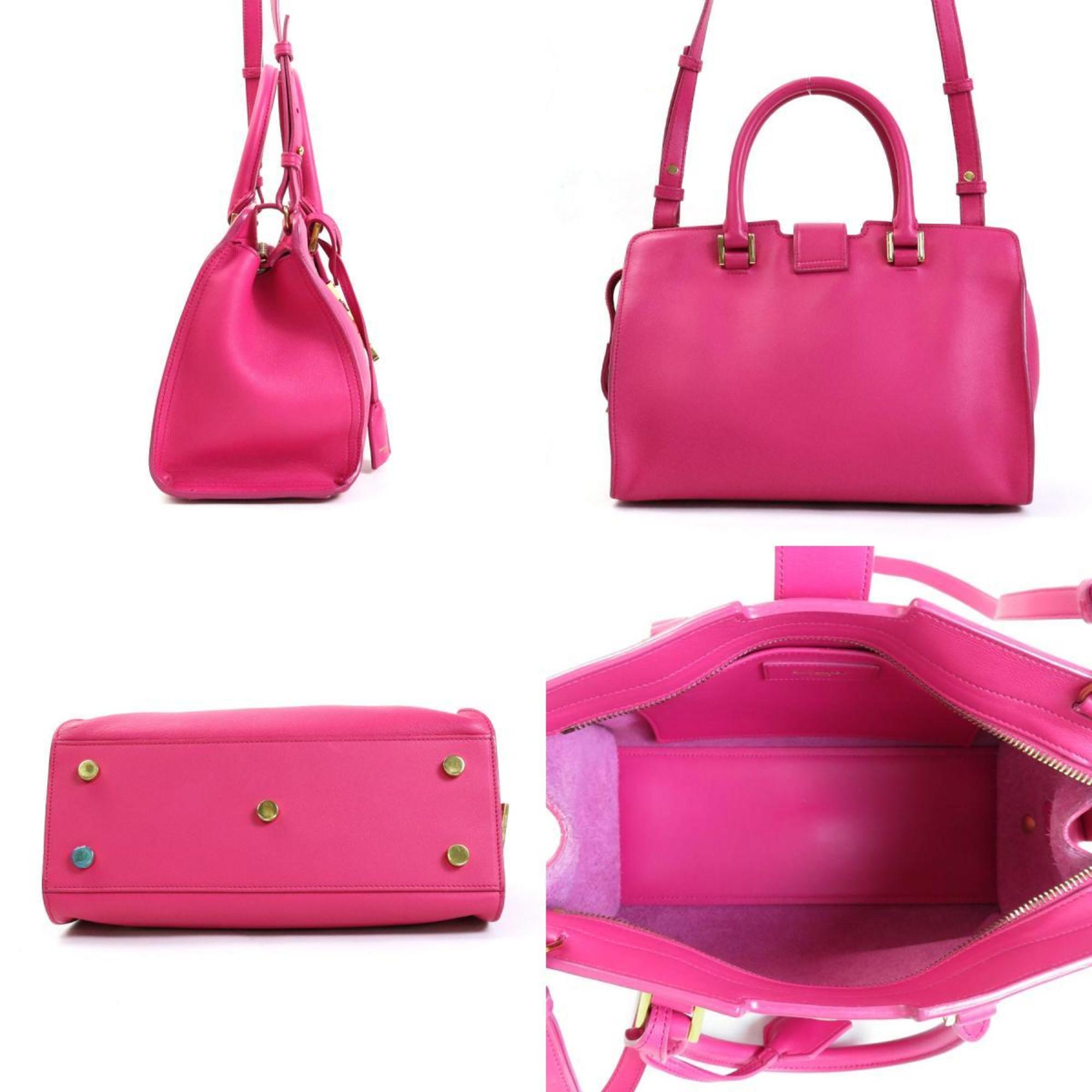 SAINT LAURENT Handbag Crossbody Shoulder Bag Baby Kabas Leather Pink Gold Women's