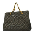 CHANEL  Matelasse Chain Tote Bag Women's Leather Tote Bag Beige