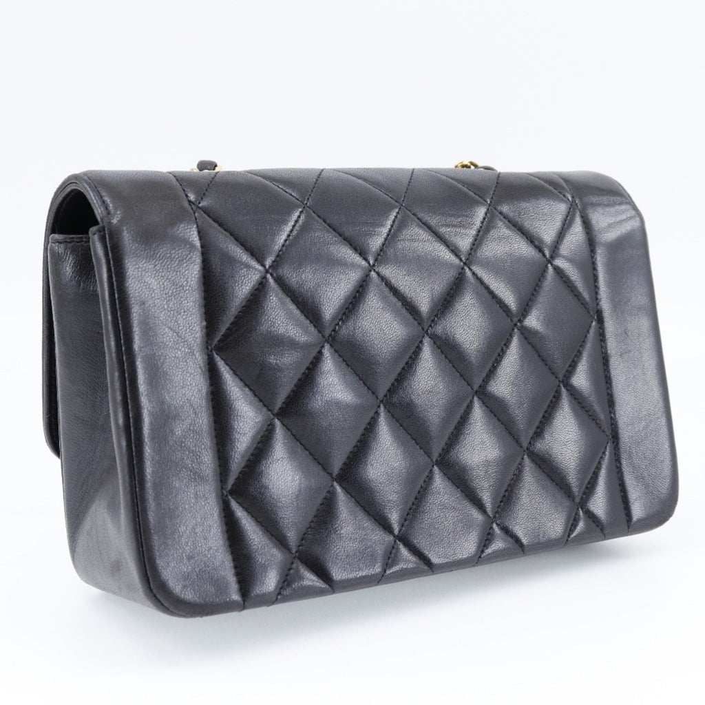 CHANEL Diana Flap 22 Shoulder Bag Chain Matelasse A01164 Lambskin Made in France Black Crossbody Turnlock diana flap Women's