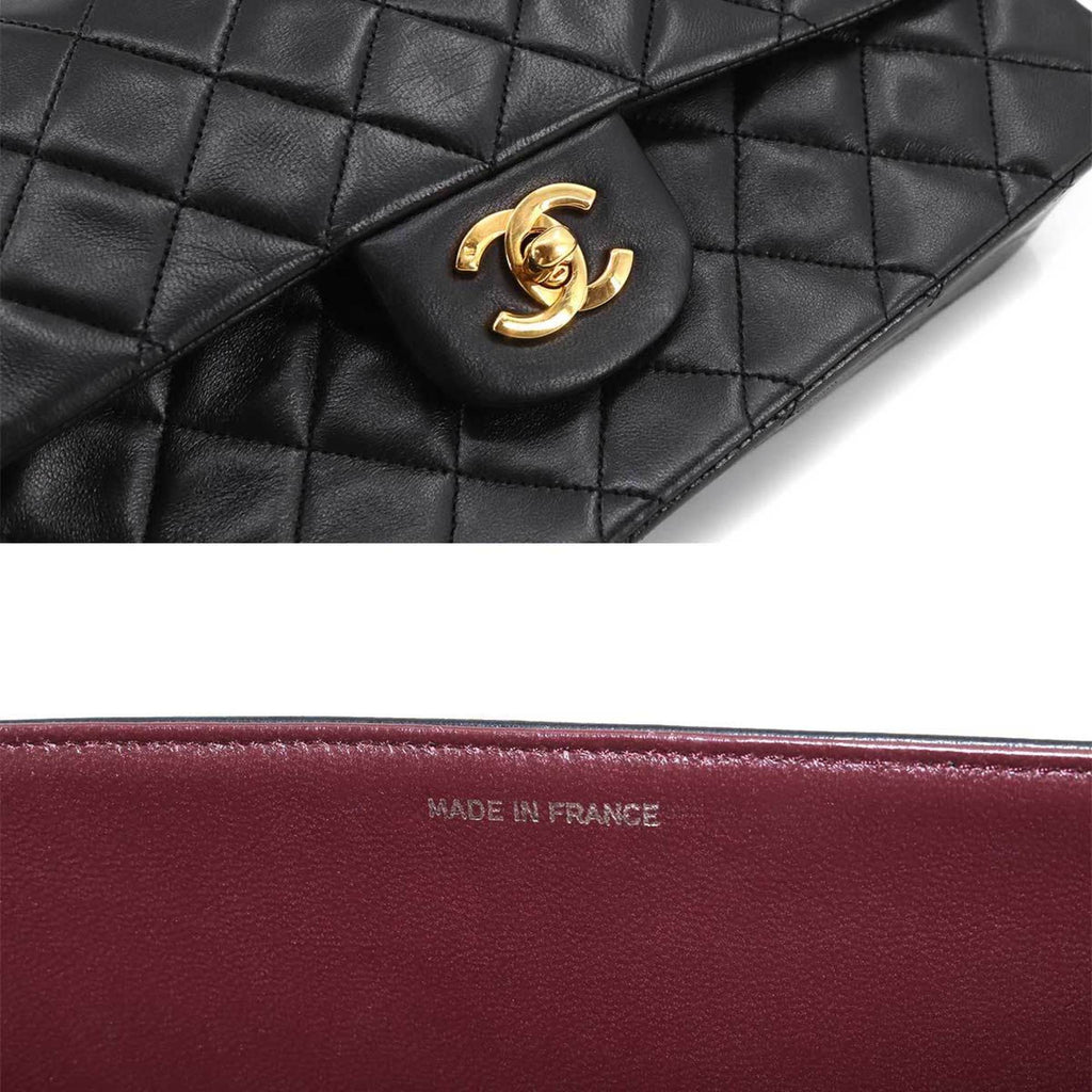 CHANEL Matelasse Chain Hand Bag Leather Black Gold Hardware Vintage