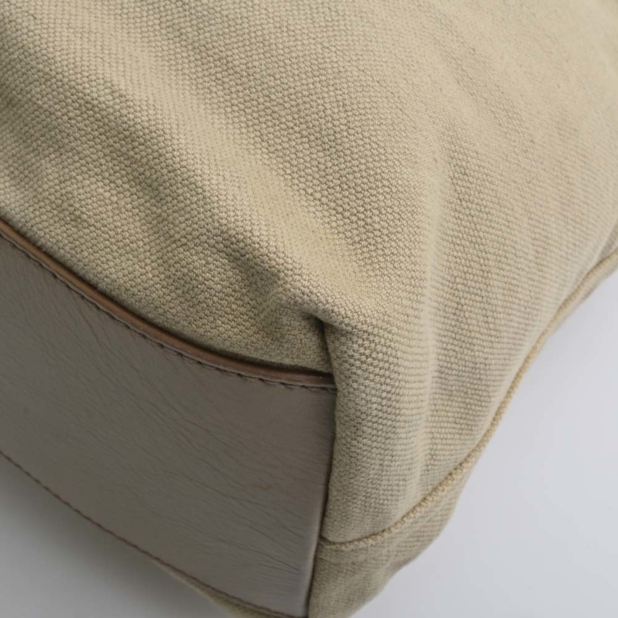 YVES SAINT LAURENT Canvas Tote Bag Beige Women's