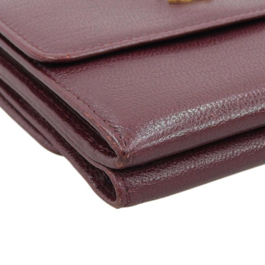 CHANEL Leather Cocomark Trifold Wallet Bordeaux Ladies