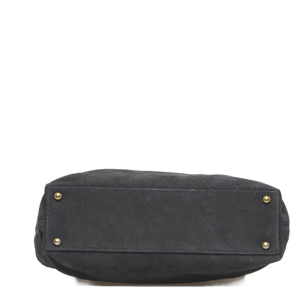 CHANEL coco mark handbag tote bag black leather ladies