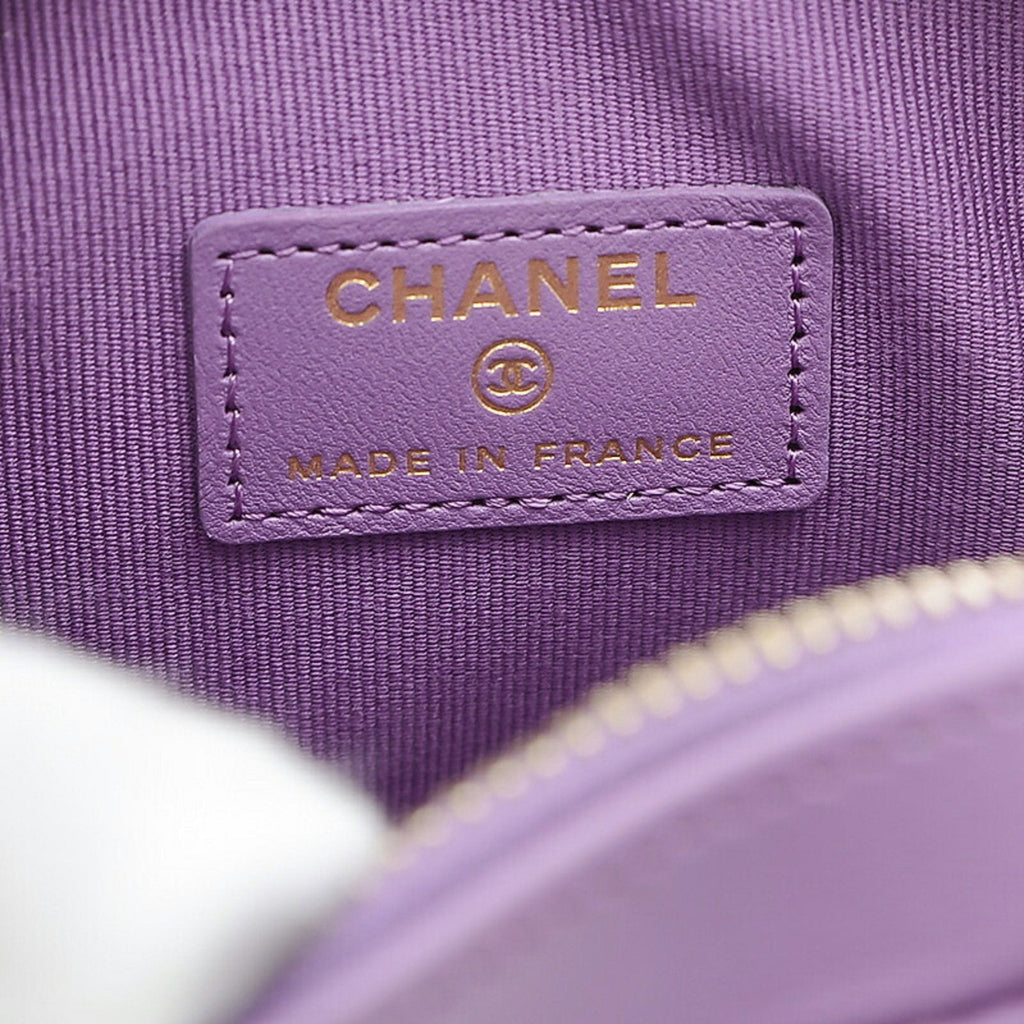 CHANEL Matelasse Heart Chain Shoulder Bag Lambskin Purple AP2784