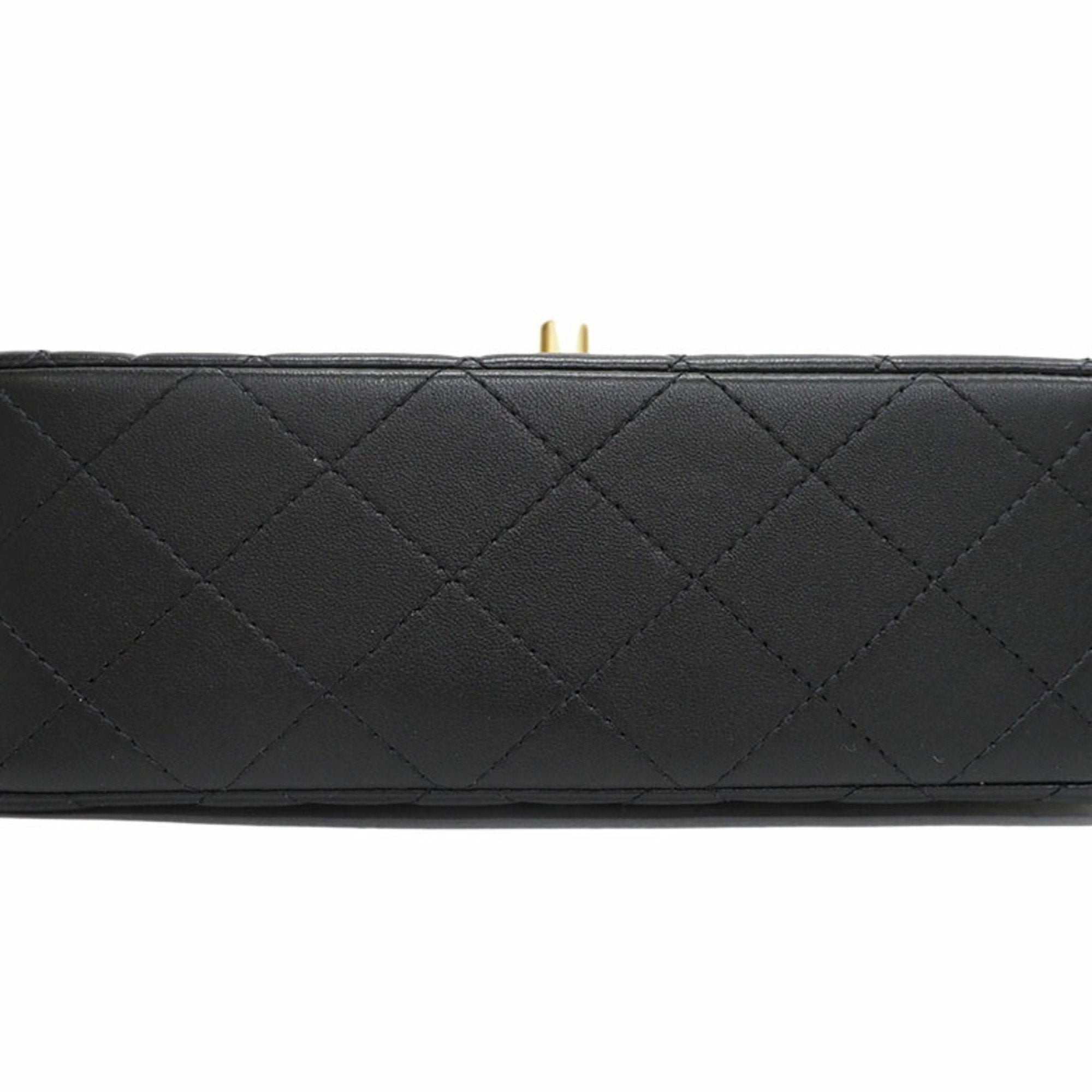 Chanel flap bag lambskin matelasse black shoulder ladies