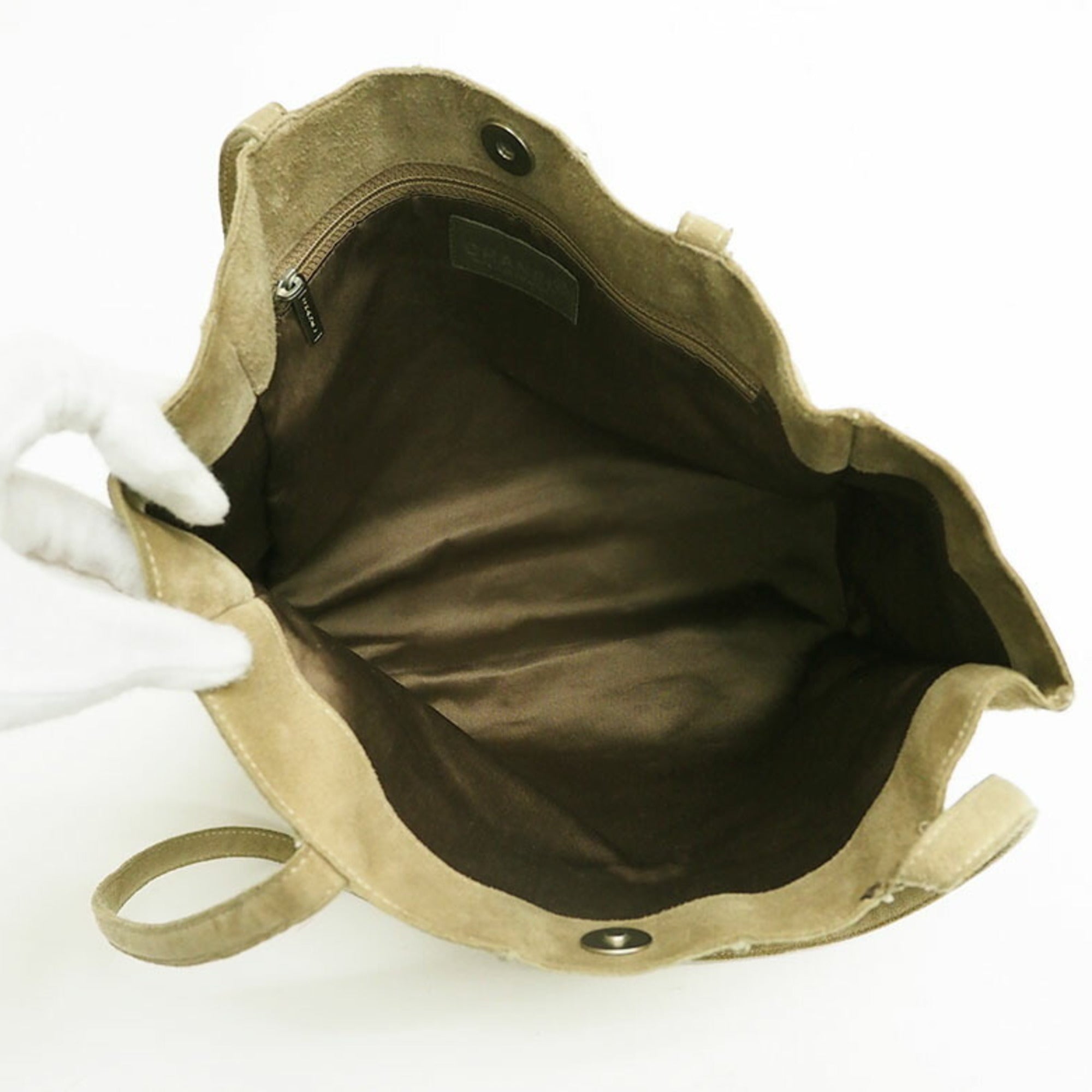 CHANEL Suede Patchwork Shoulder Tote Bag Beige 6th Series Ladies