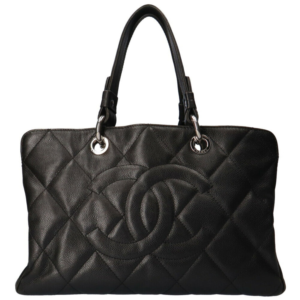 CHANEL matelasse handbag caviar skin black ladies