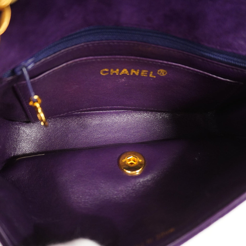 CHANEL[3bd3918-g]  Matelasse Diana Flap Chain Shoulder Suede Shoulder Bag Purple