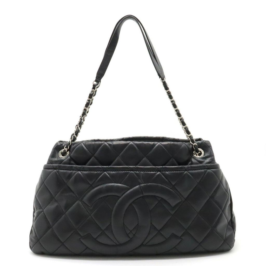 CHANEL Matelasse Coco Mark Chain Tote Bag Shoulder Caviar Skin Leather Black A67292