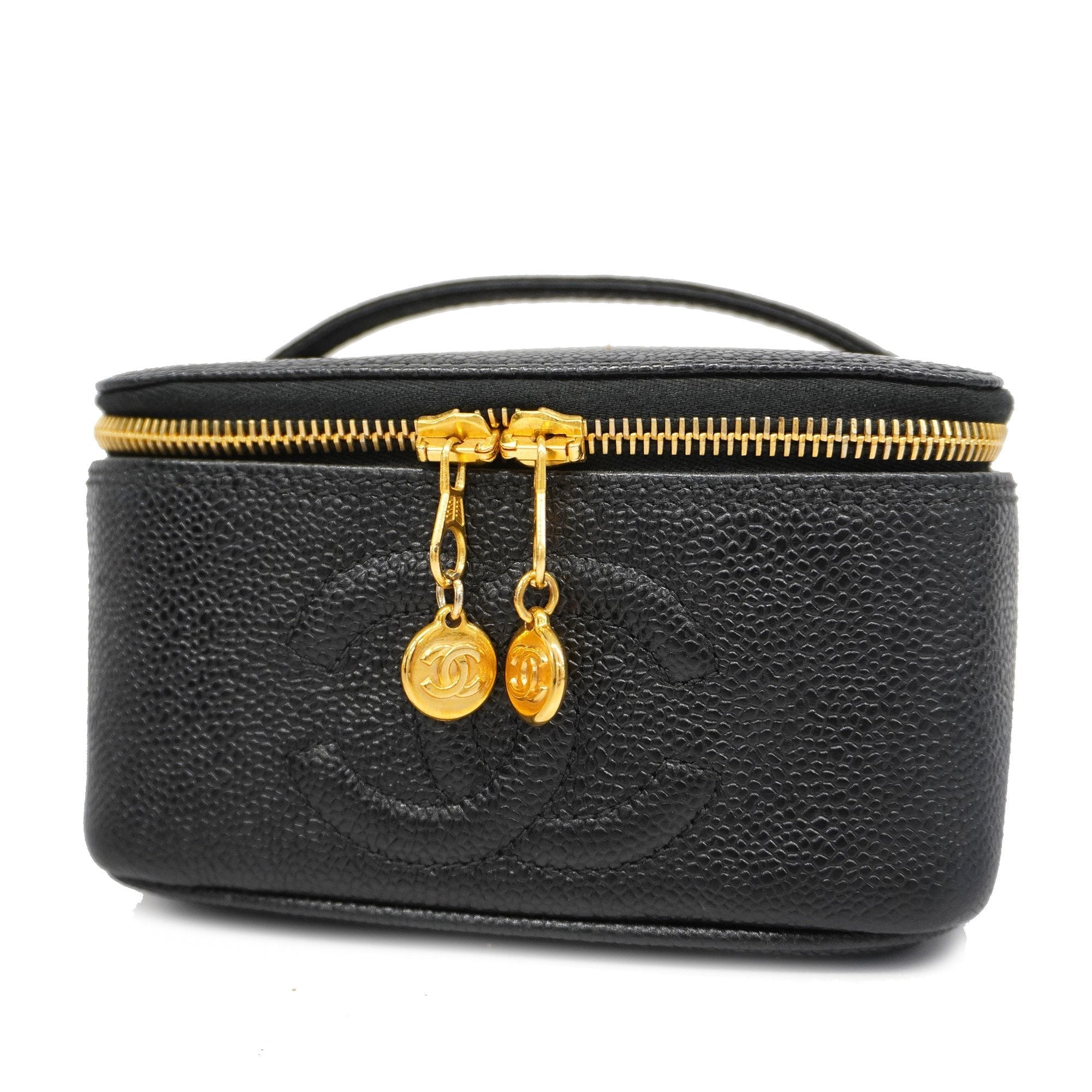 CHANELAuth  Vanity Bag Women's Caviar Leather Vanity Bag Black