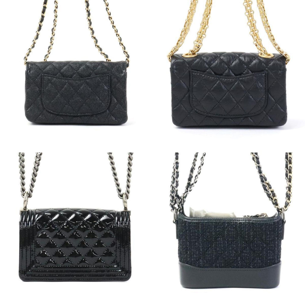 CHANEL Diagonal Shoulder Bag Trunk Mini 4 Piece Set Success Story Leather Black Women's