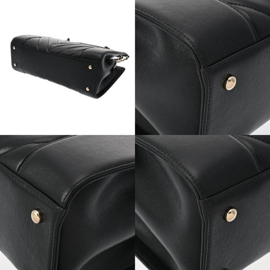 CHANEL V Stitch Chain Tote Black Women's Leather Bag