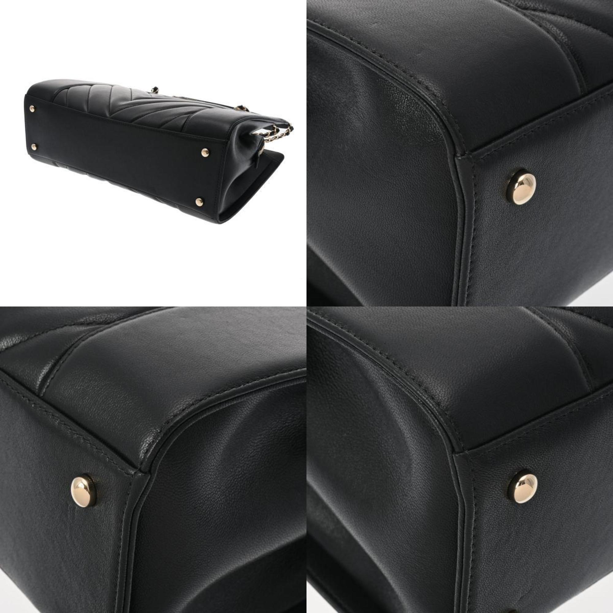 CHANEL V Stitch Chain Tote Black Women's Leather Bag