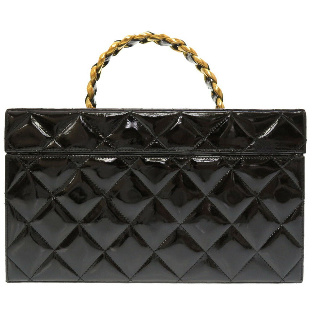 CHANEL Matelasse Enamel Black Cocomark Turnlock Vanity Bag
