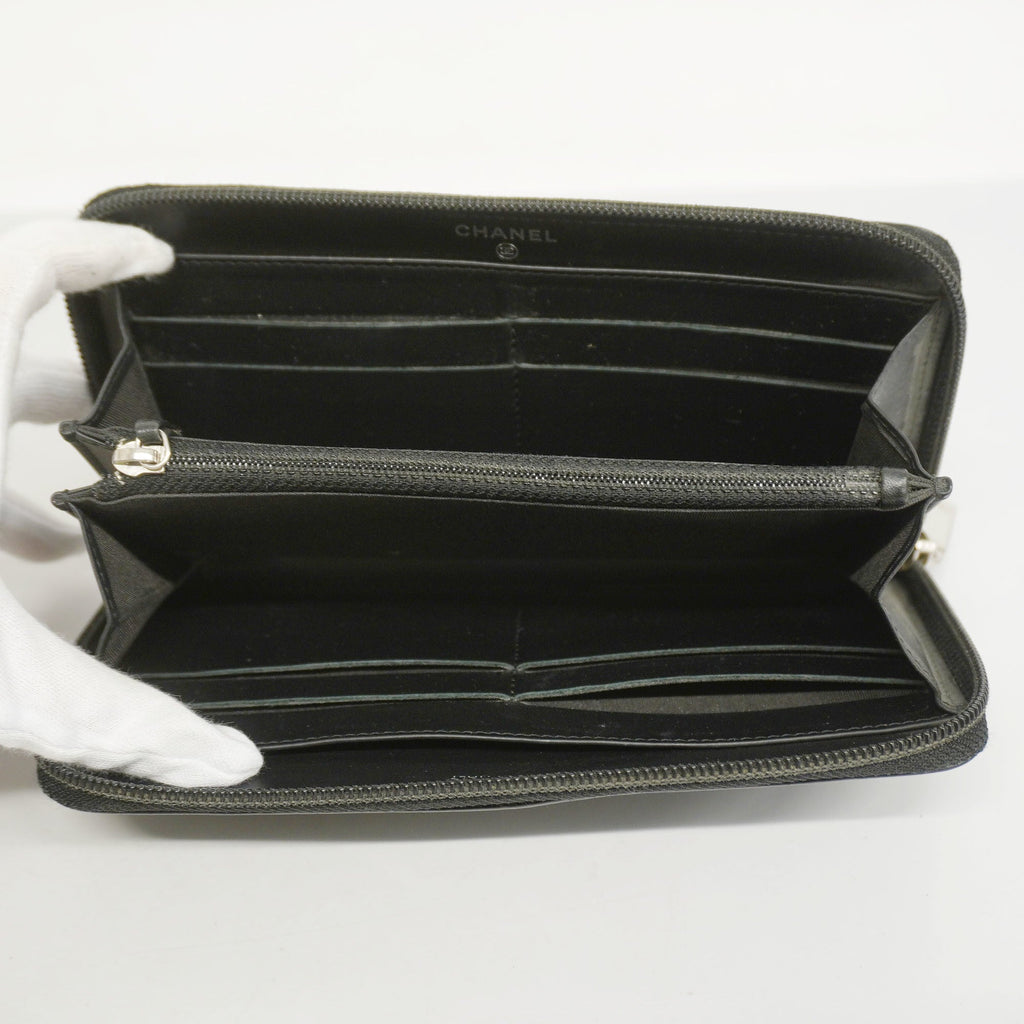 CHANELAuth  Long Wallet [bi-fold] Gold Hardware Women's Caviar Leather Long Wall