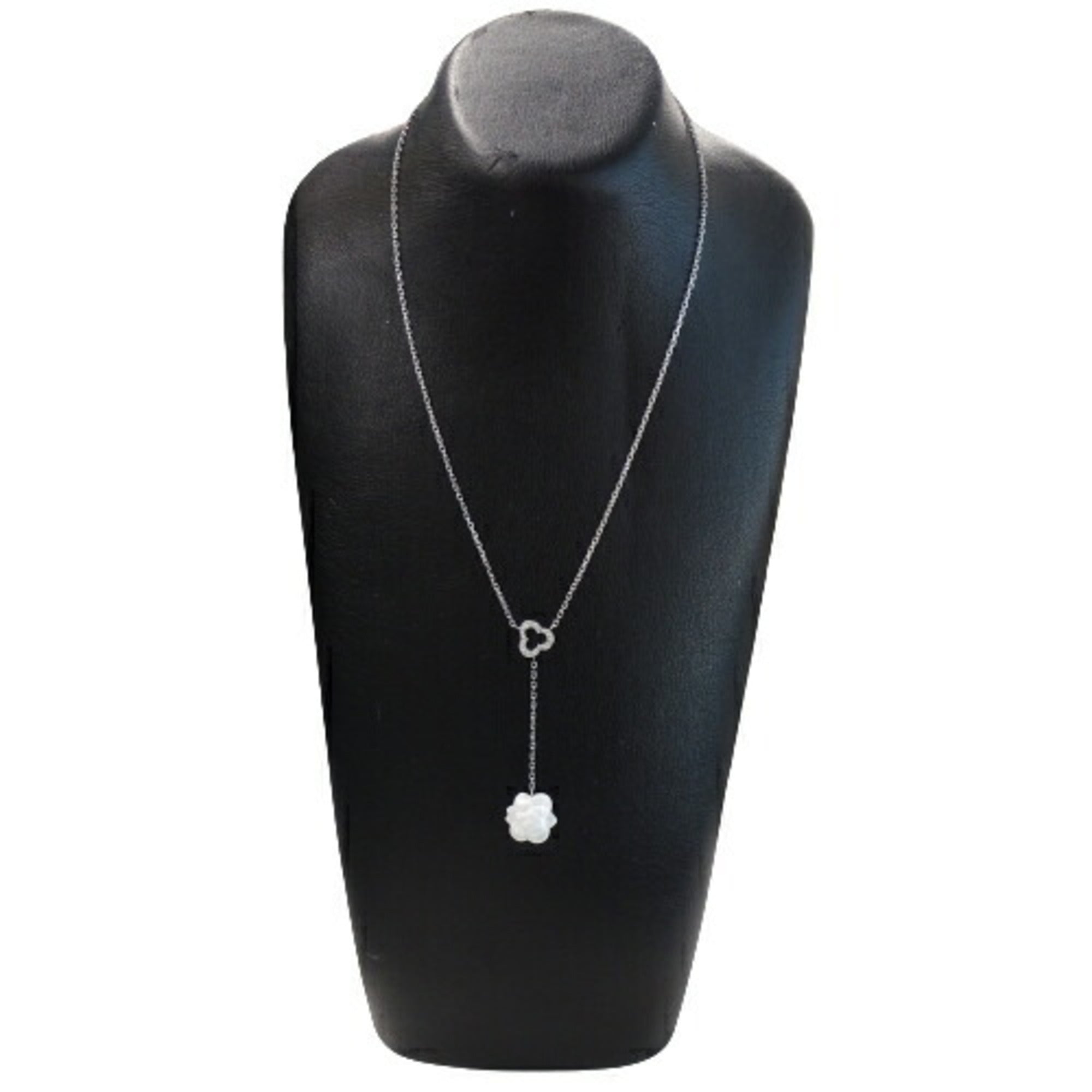 CHANEL Necklace Women's 750WG Diamond Camellia White Gold J2934 Polished