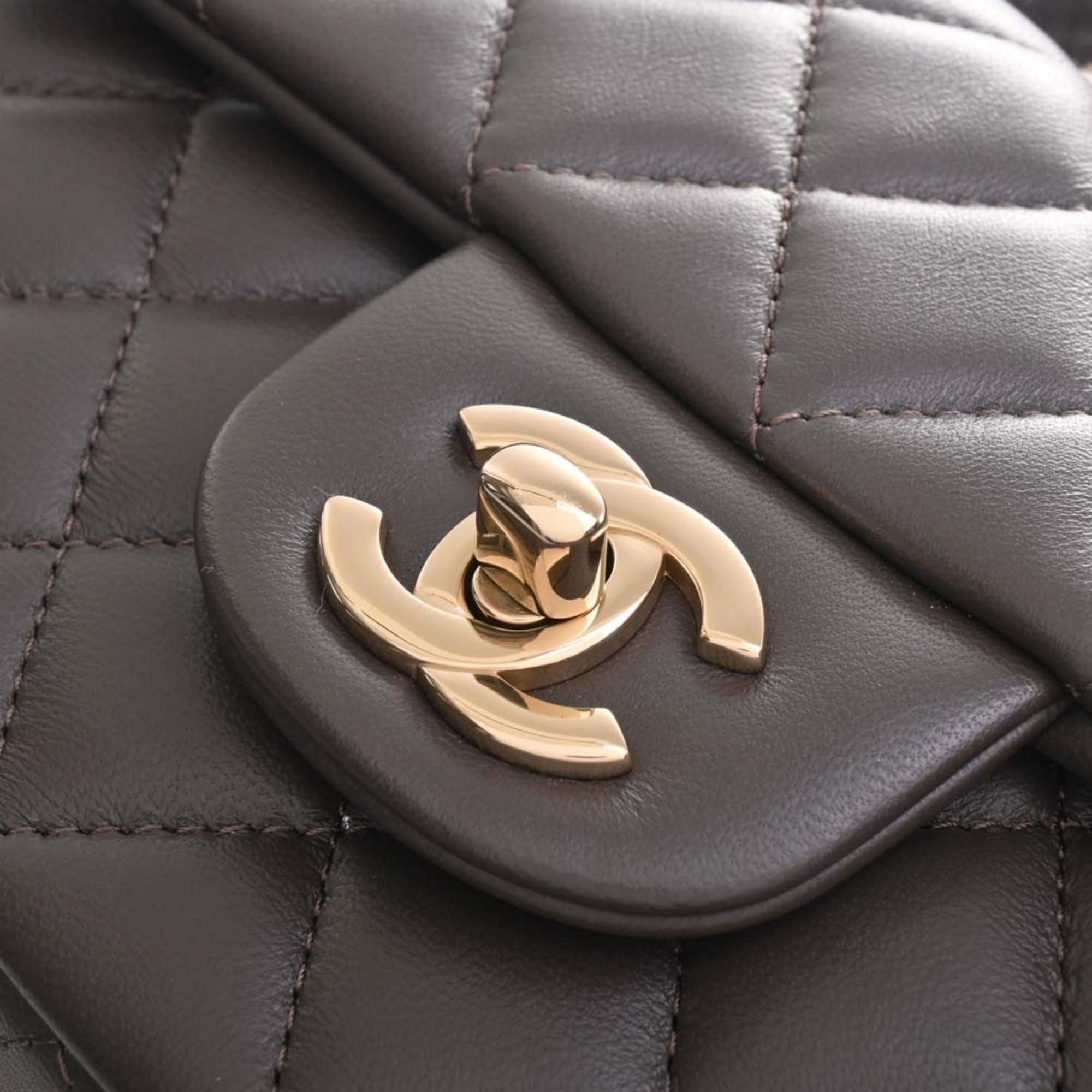 CHANEL Lambskin Matelasse Coco Mark Chain Shoulder Bag Brown Women's