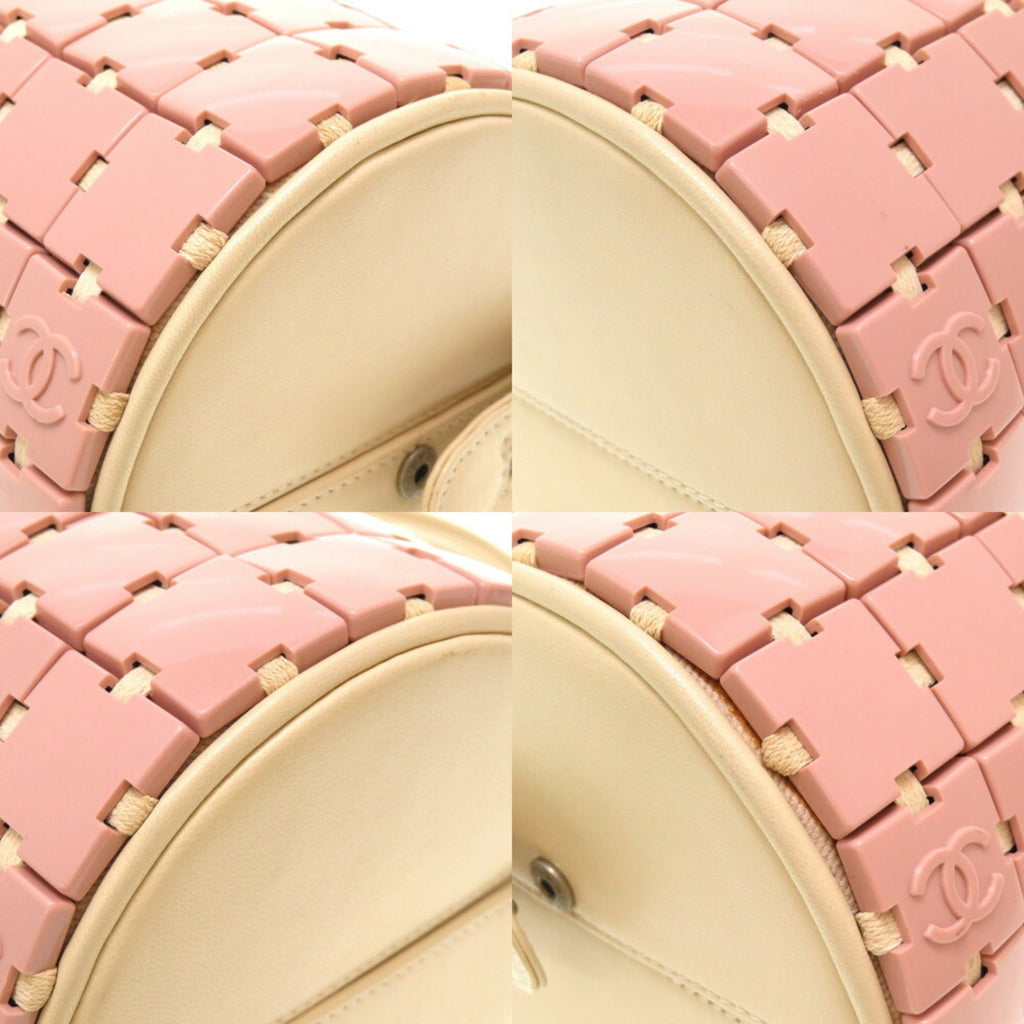 CHANEL Duffle Bag Plastic Leather Pink White 6th Series Handbag