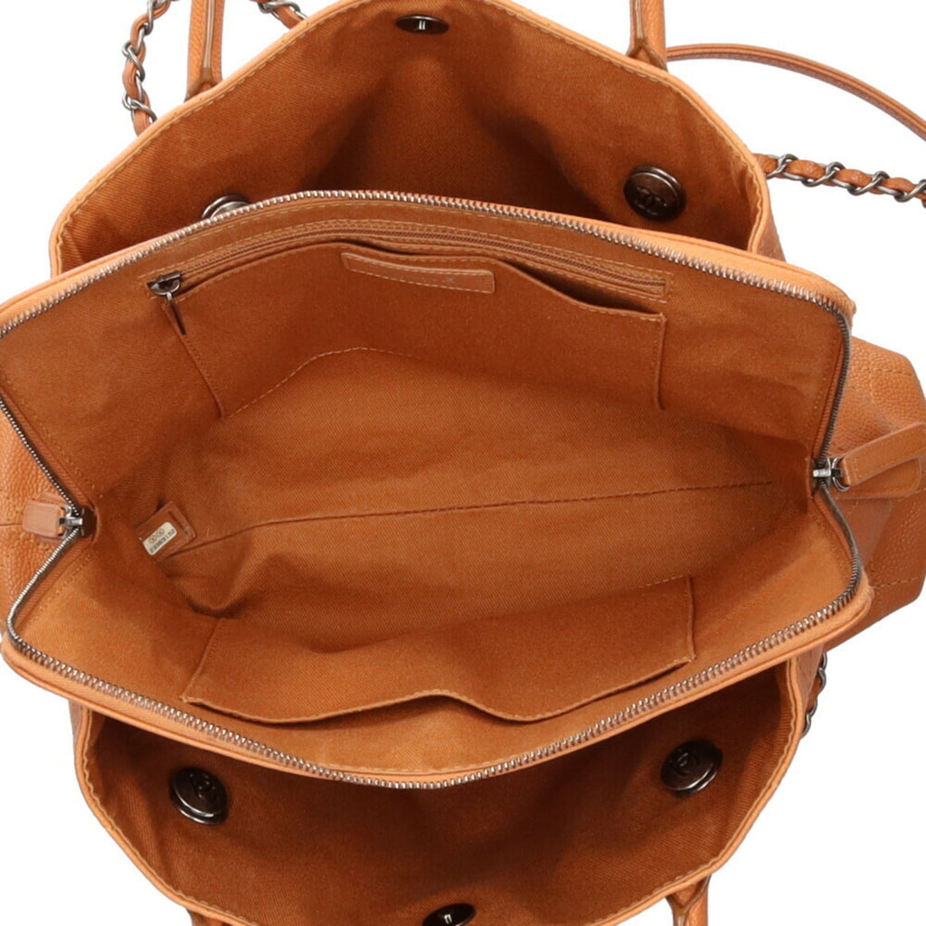 CHANEL chain shoulder bag caviar skin brown ladies