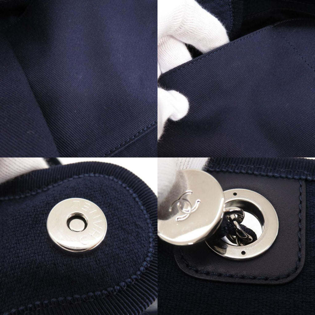 CHANEL Deauville Coco Mark Tote Bag Canvas Ladies