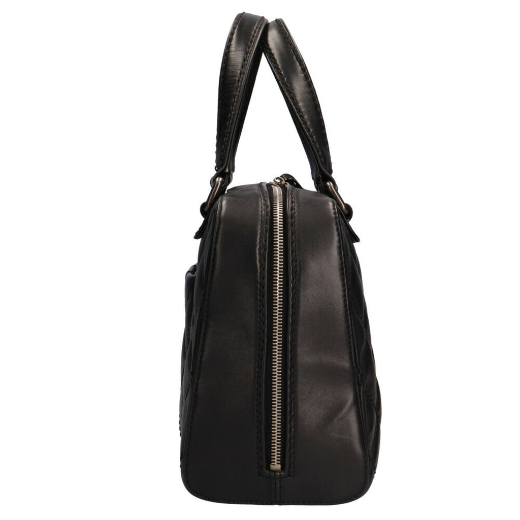 CHANEL wild stitch handbag leather black ladies