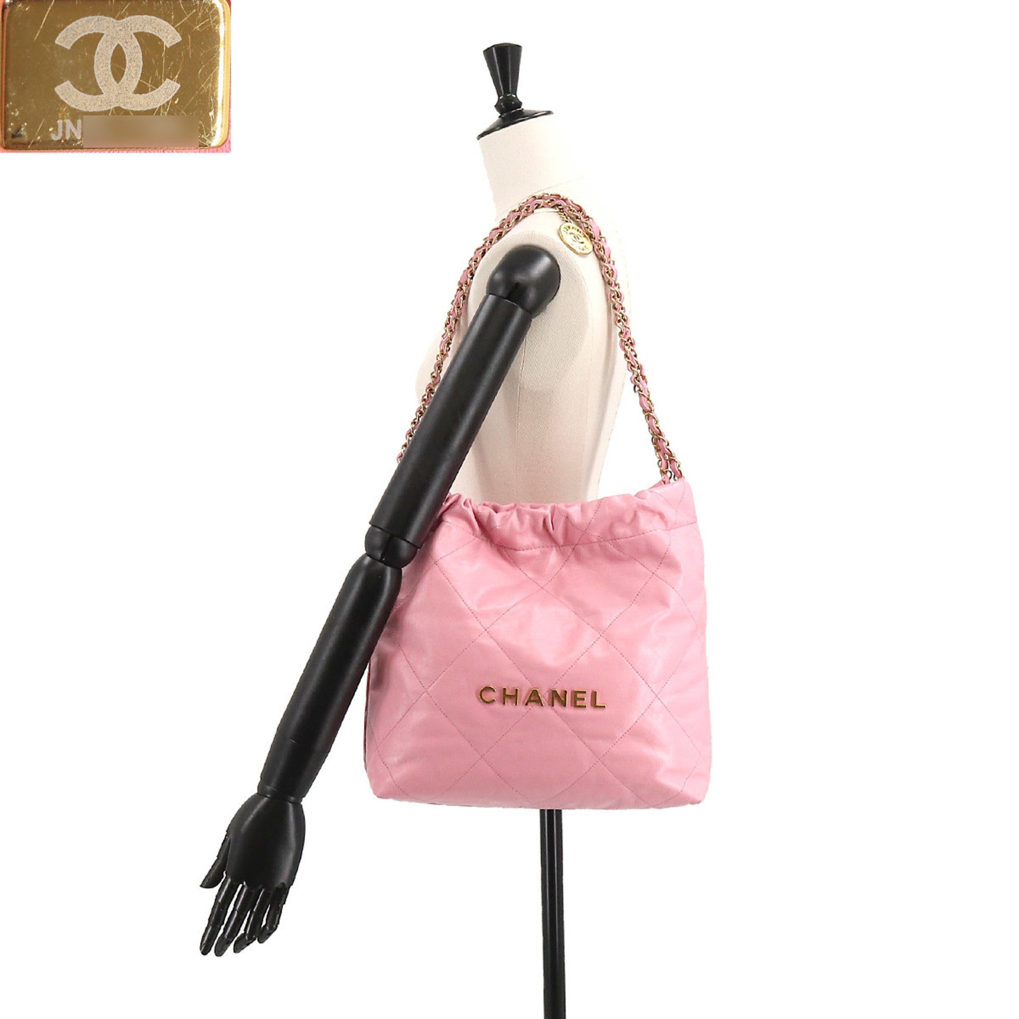 CHANELShoulder Bag with the  22 Small chain shoulder bag leather pink AS3260 porch