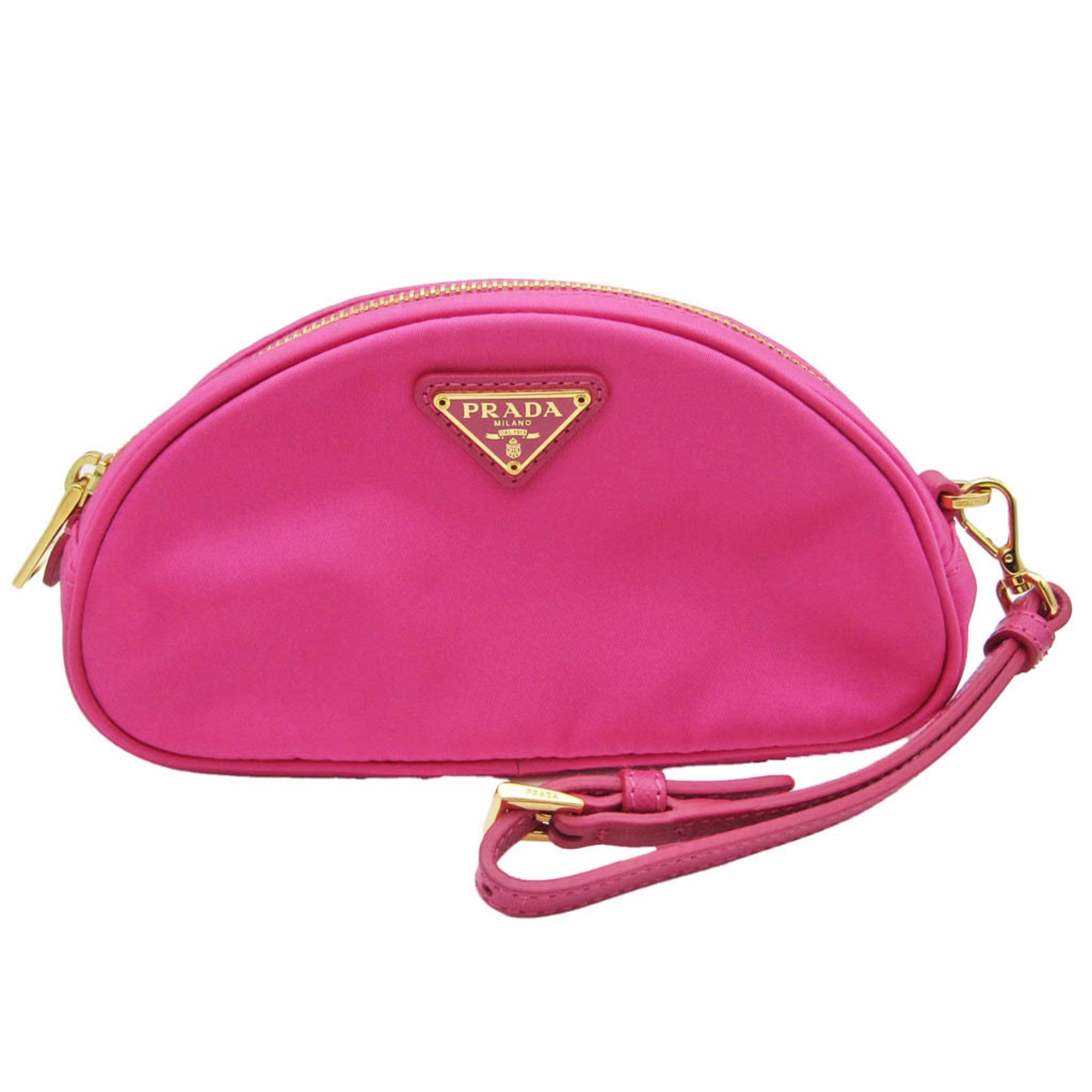 PRADA 1N1867 Women's Leather,Nylon Pouch Pink