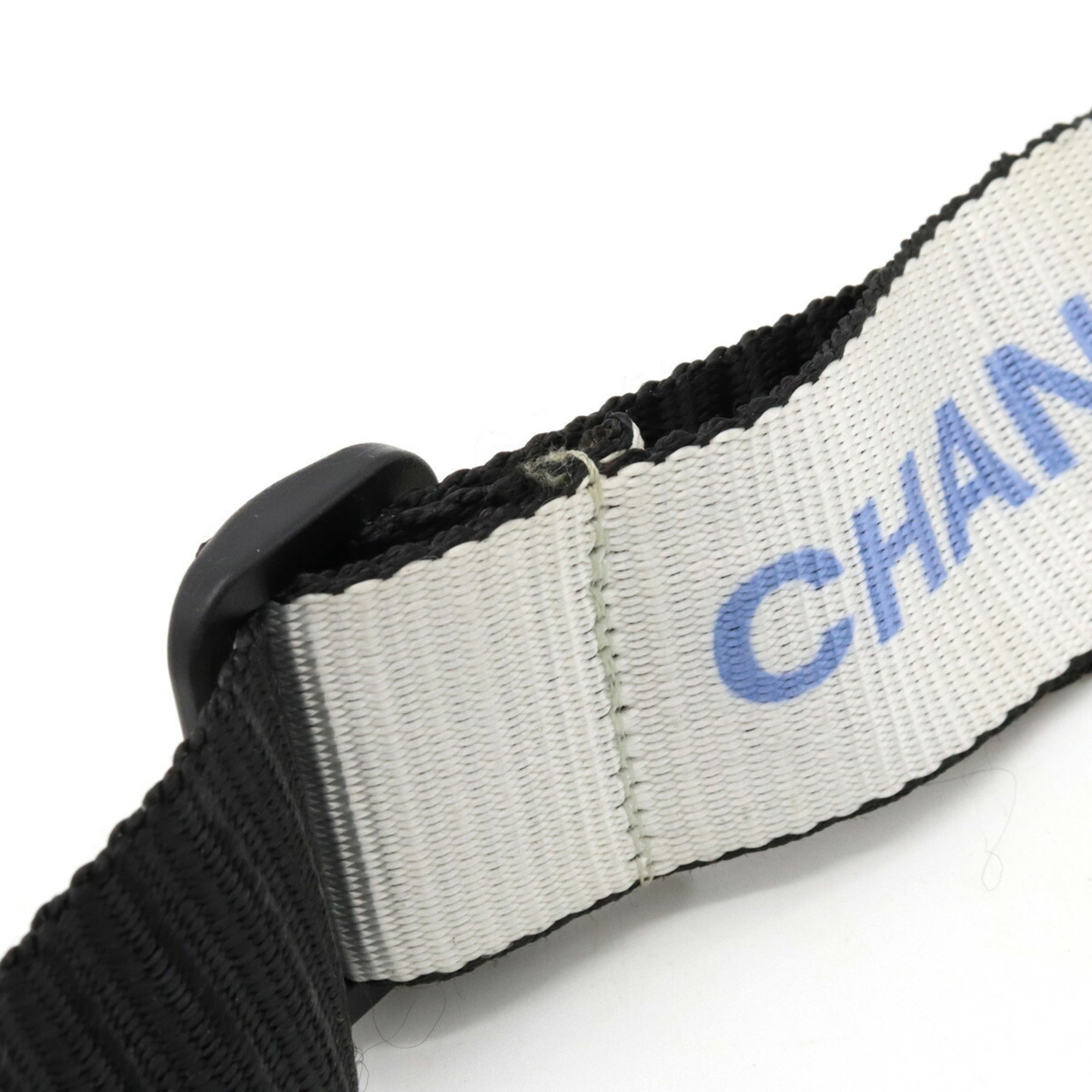 CHANEL Sports Line Waist Pouch Bag Body Hip Nylon Canvas Gray White