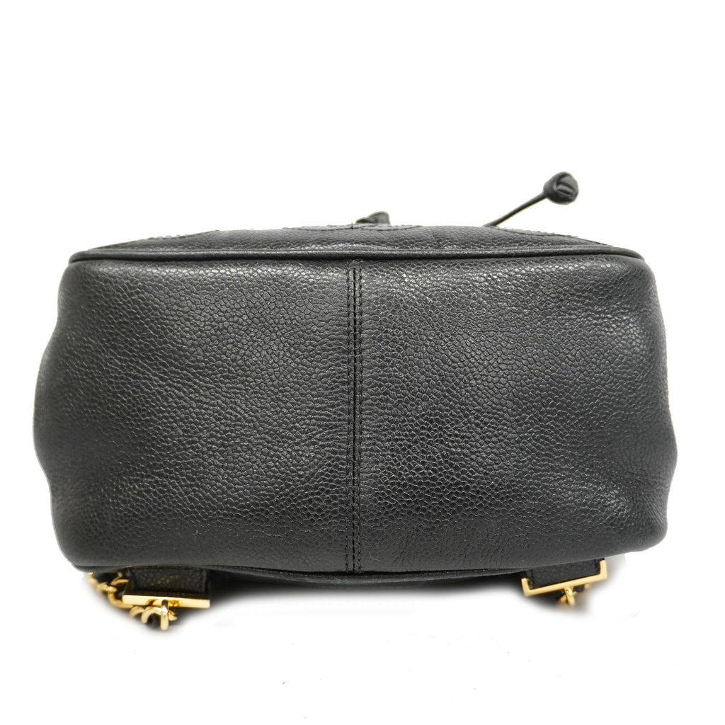 CHANELAuth  Triple Coco Women's Leather Backpack Black
