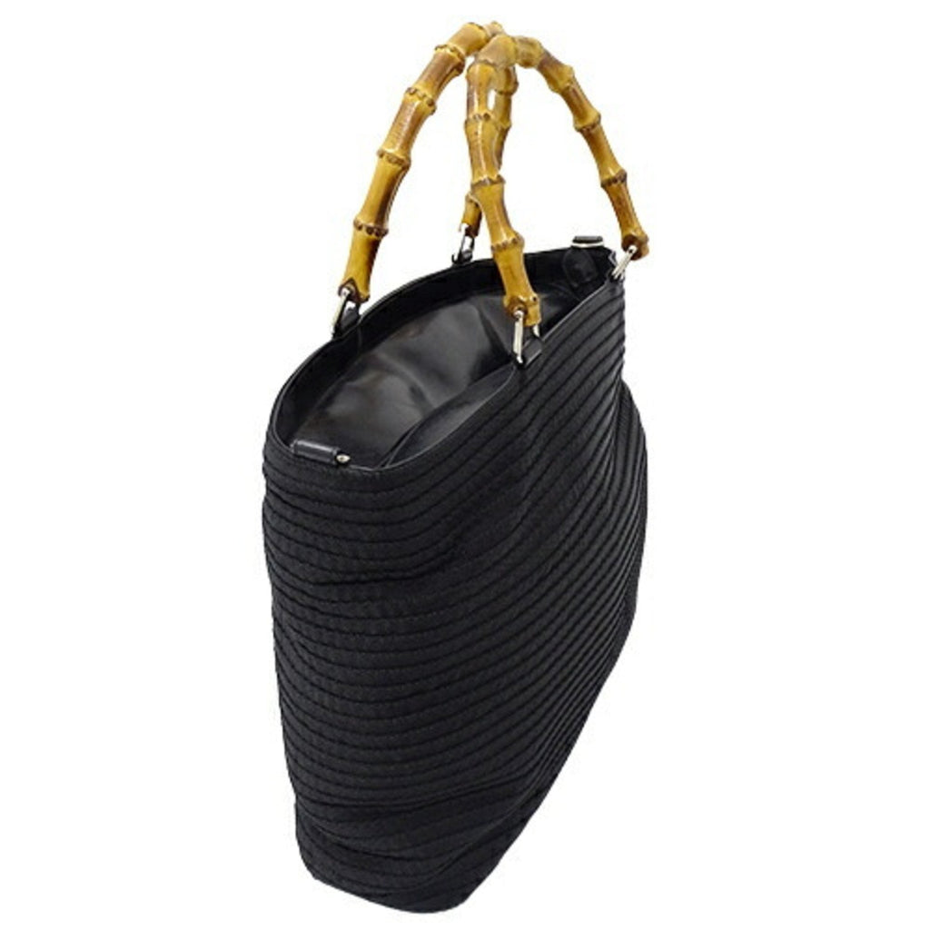 GUCCI Bag Women's Tote Handbag Bamboo Canvas Black 002���1364