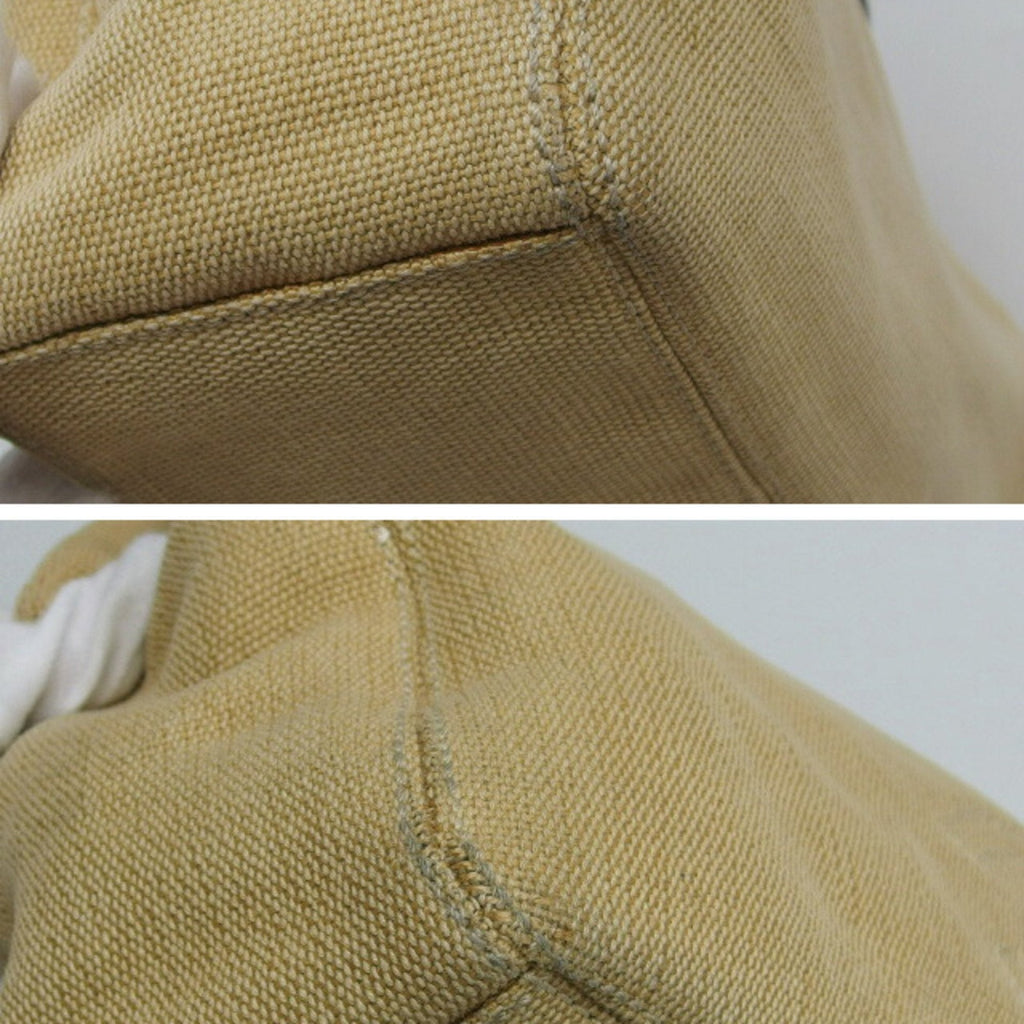 CHANEL Tortoiseshell Handle Canvas Tote Coco Mark Beige