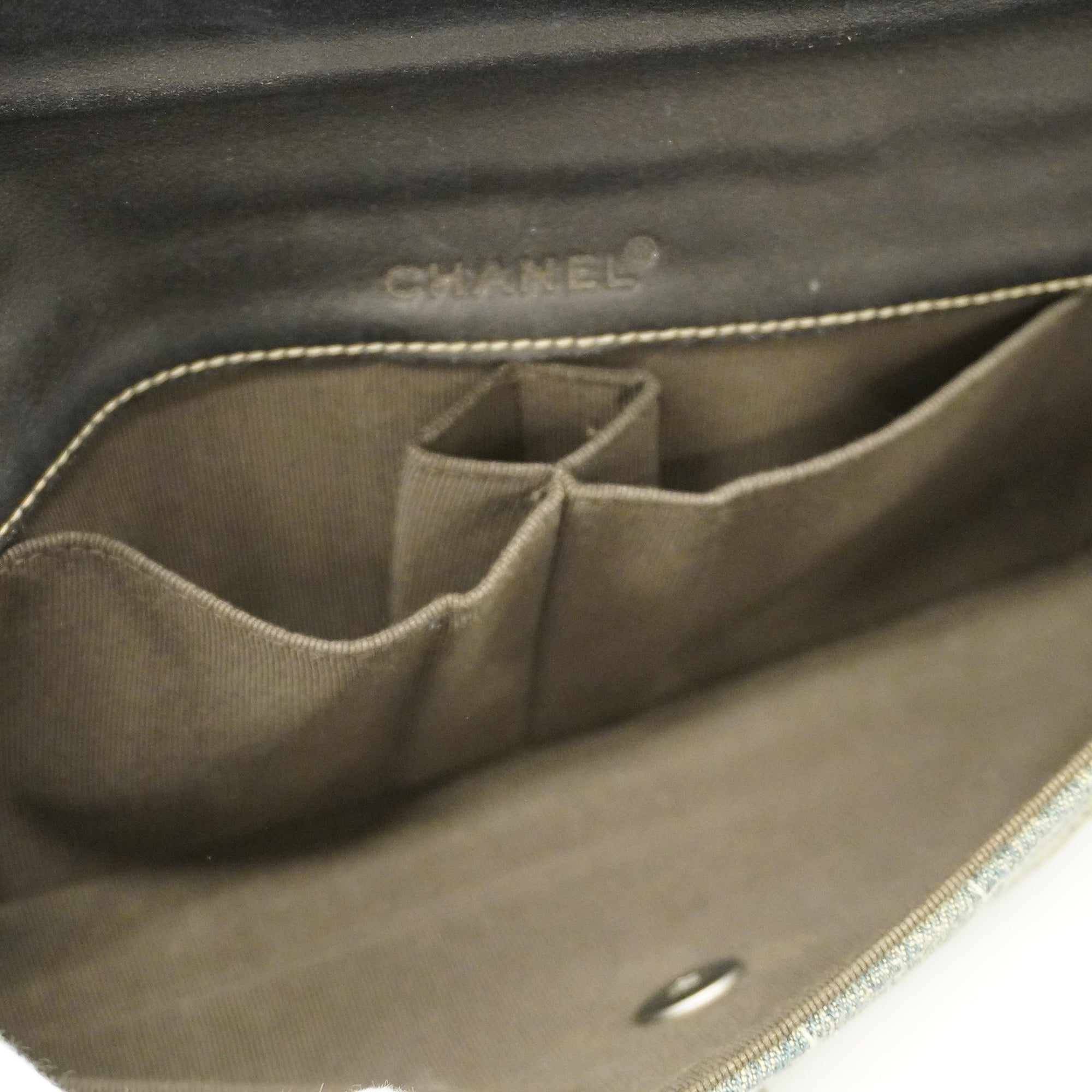 CHANELAuth  Chocolate Bar Chain Shoulder Women's Denim Shoulder Bag Blue