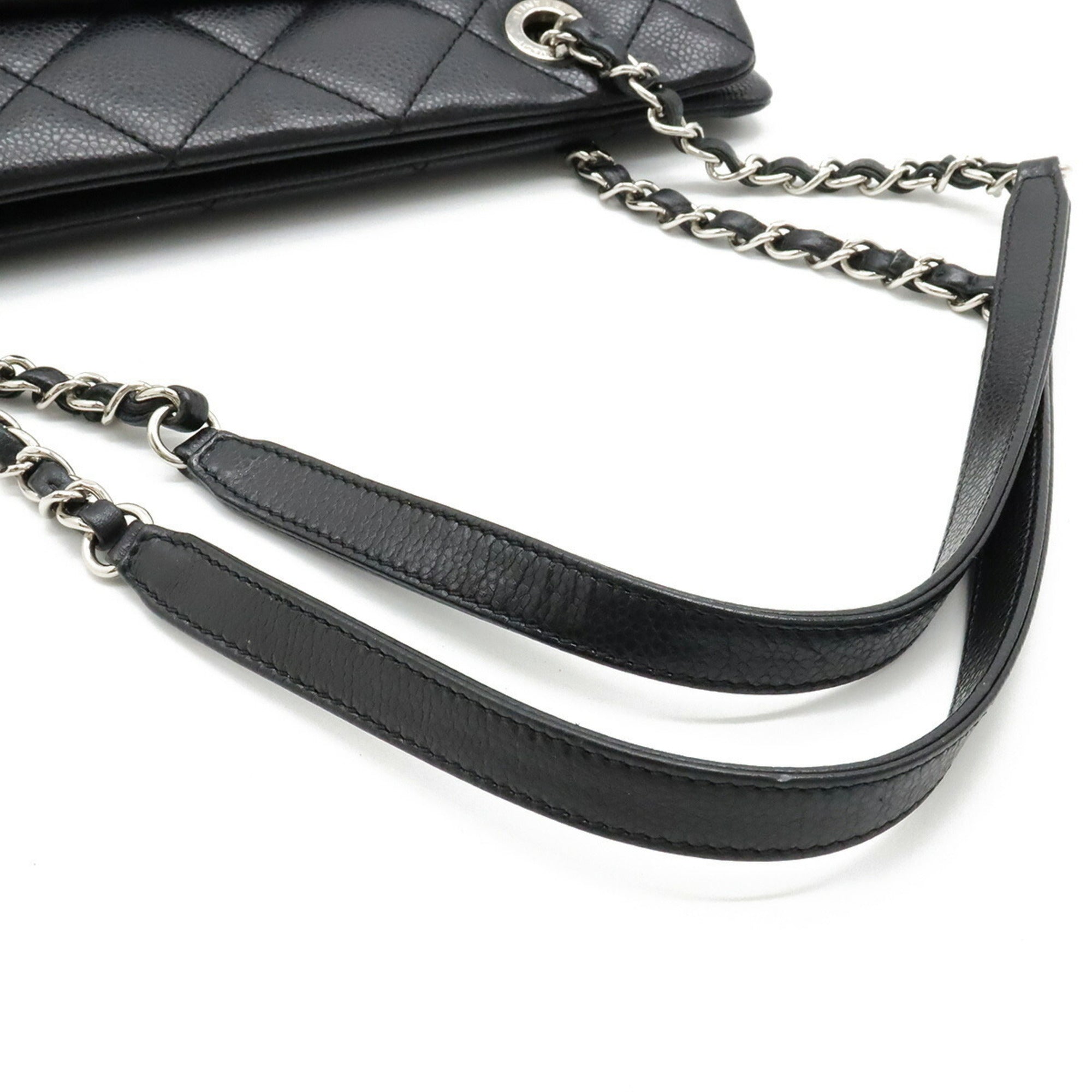 CHANEL Matelasse Coco Mark Chain Tote Bag Shoulder Caviar Skin Leather Black A67294