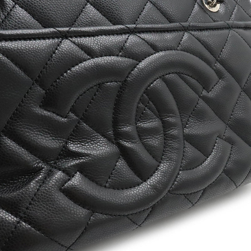 CHANEL Matelasse Coco Mark Chain Tote Bag Shoulder Caviar Skin Leather Black A67294