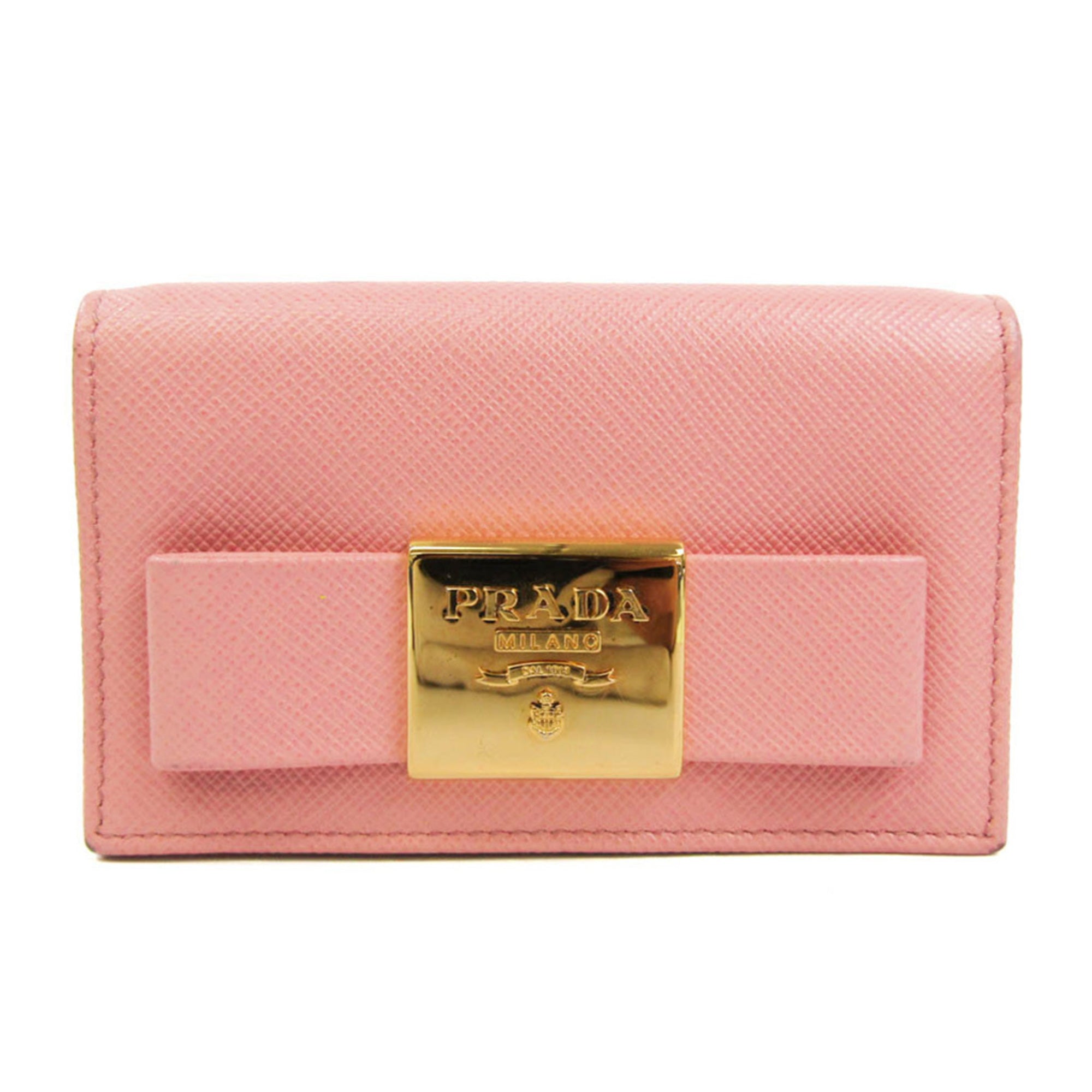 PRADA SAFFIANO FIOCCO 1MC122 Leather Business Card Case Pink