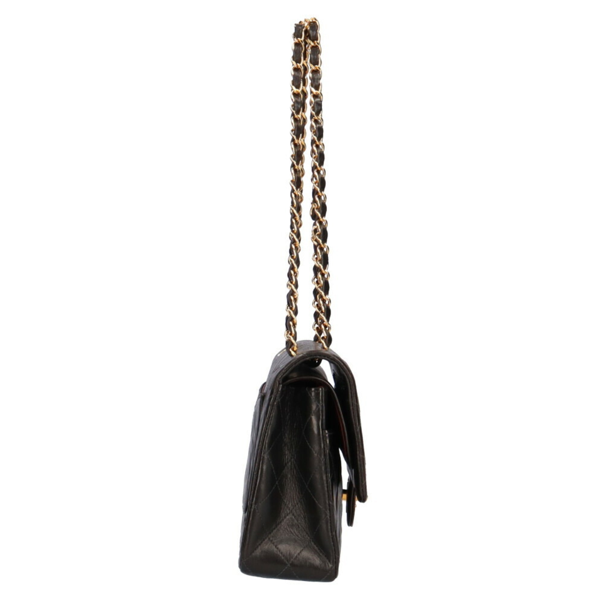 CHANEL chain matelasse shoulder bag lambskin black ladies