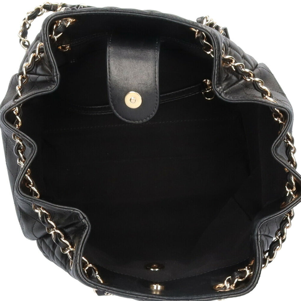 CHANEL chain matelasse shoulder bag lambskin black ladies