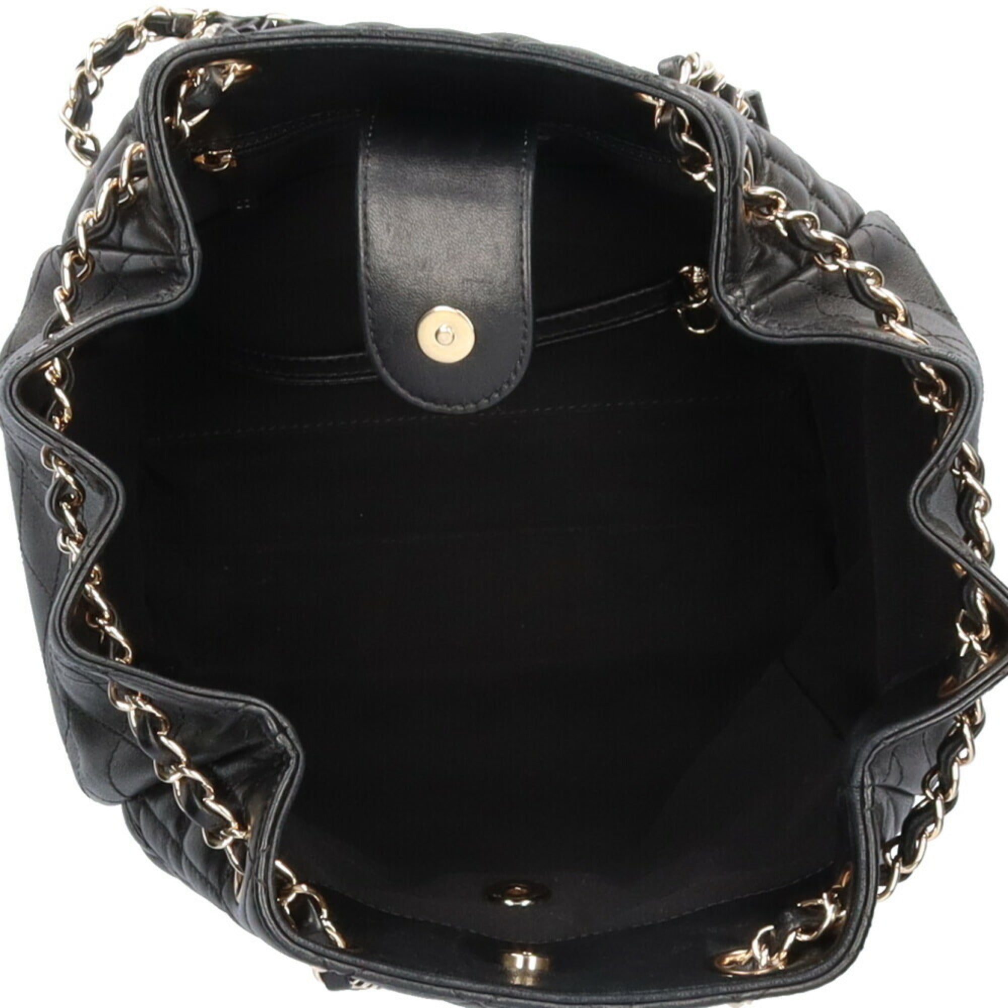 CHANEL chain matelasse shoulder bag lambskin black ladies