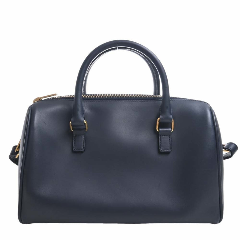 SAINT LAURENT Baby Duffle Leather Boston Bag Handbag 330958 Navy Ladies