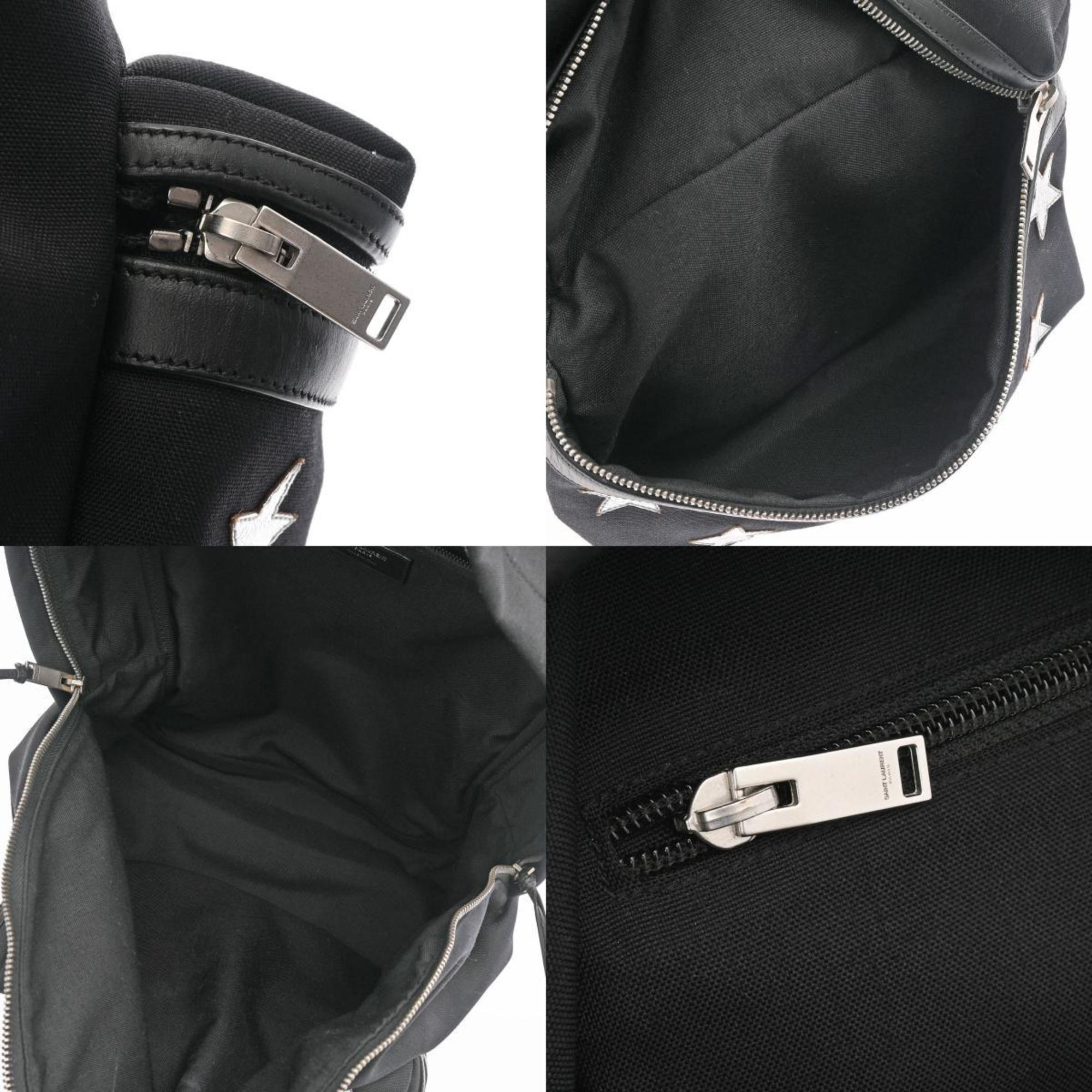 SAINT LAURENT Backpack Star Black Women's Canvas Rucksack/Daypack