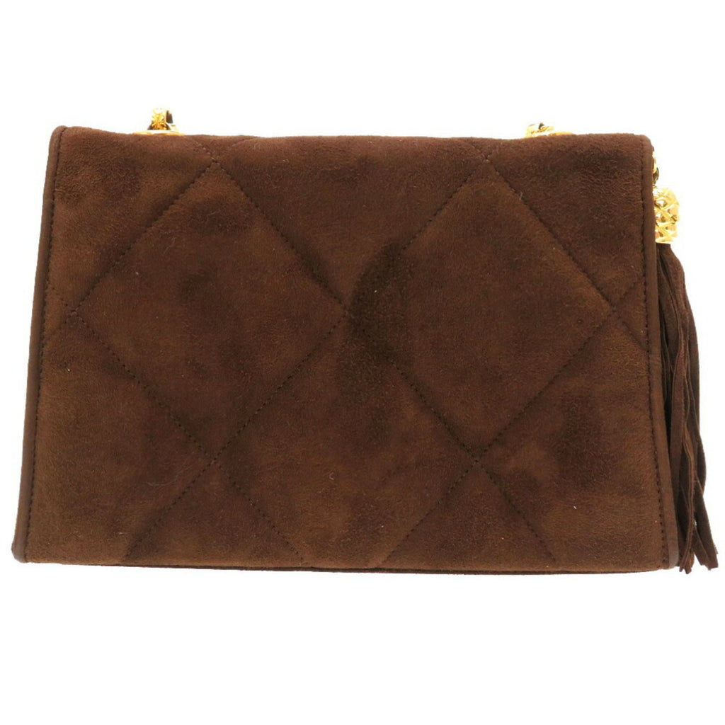 CHANEL Matelasse Coco Mark Suede Brown Shoulder Bag