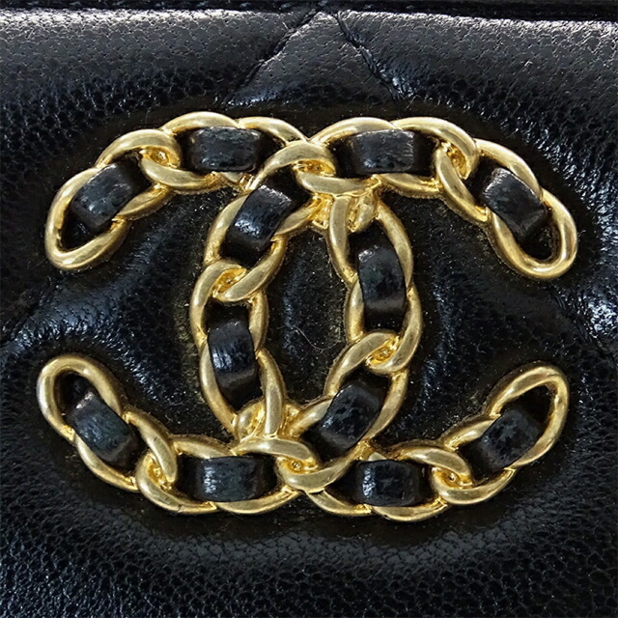 CHANEL wallet matelasse ladies long lambskin black