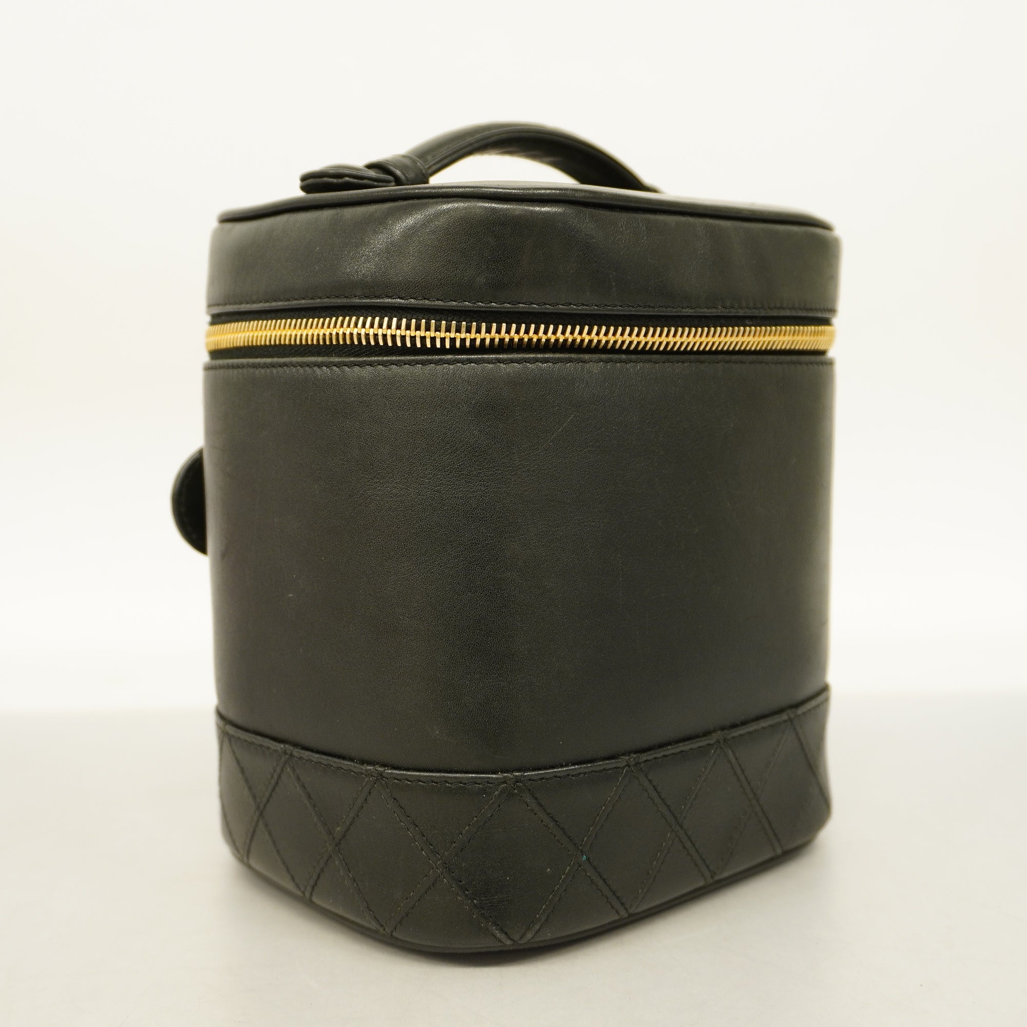 CHANEL  Bicolor Vanity Bag Women's Leather Vanity Bag Black