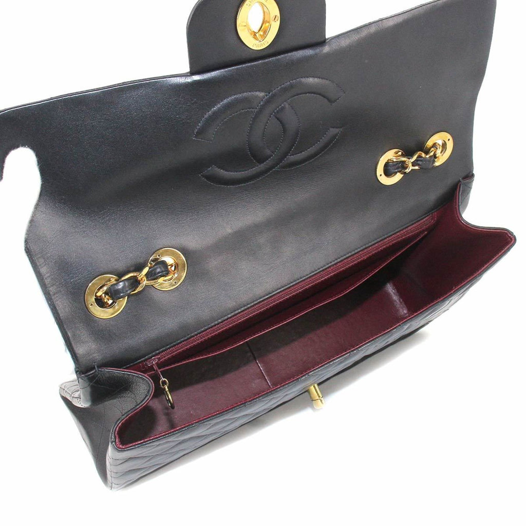 Chanel Decamato matelasse 34 chain shoulder bag leather black A01094 vintage gold metal fittings Matelasse Bag