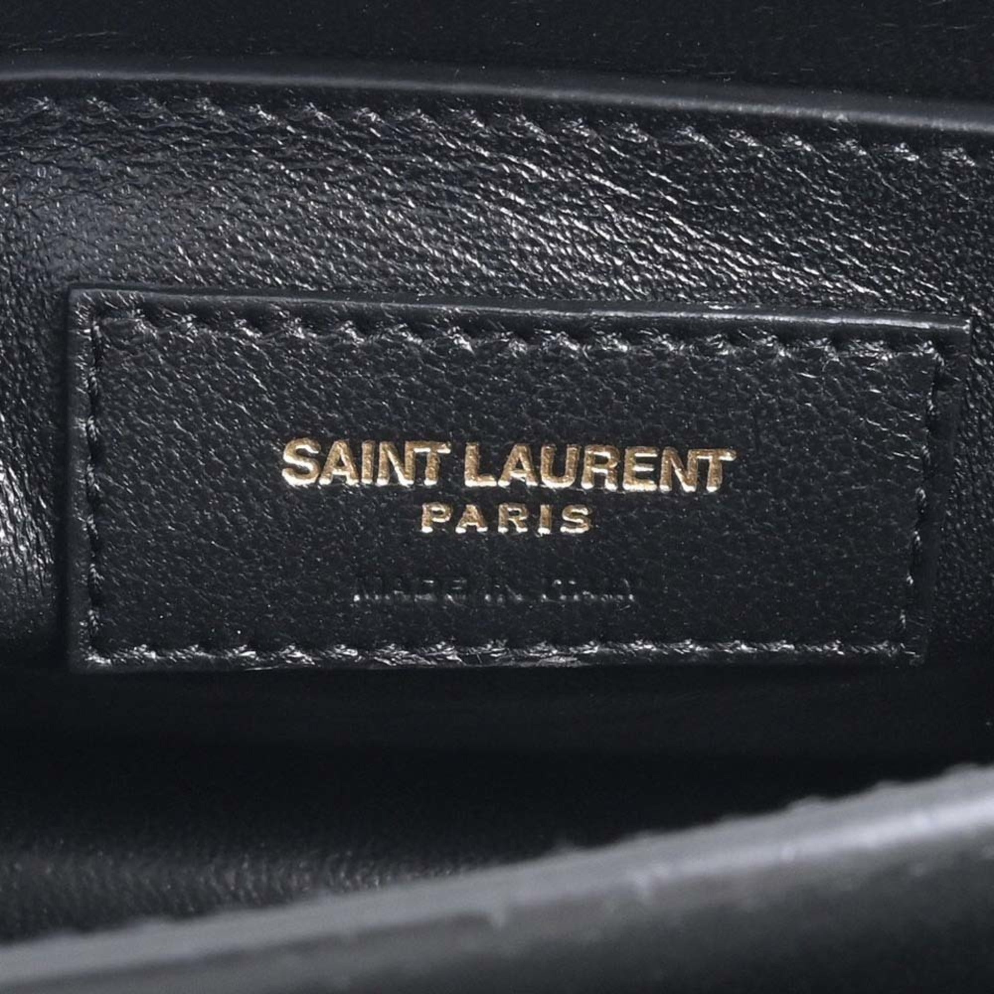 SAINT LAURENT Sunset Leather Chain Shoulder Bag 442906 Black White Ladies