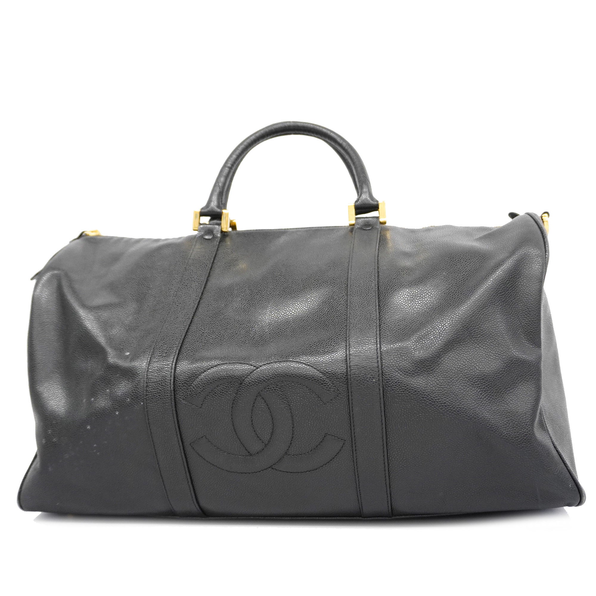 CHANELAuth  Caviar Skin Women's Caviar Leather Boston Bag Black