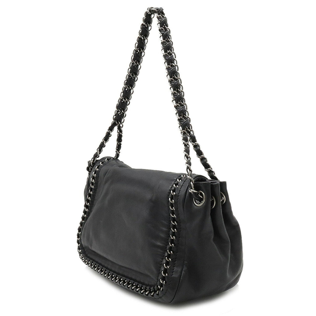 CHANEL luxury line here mark shoulder bag chain leather black