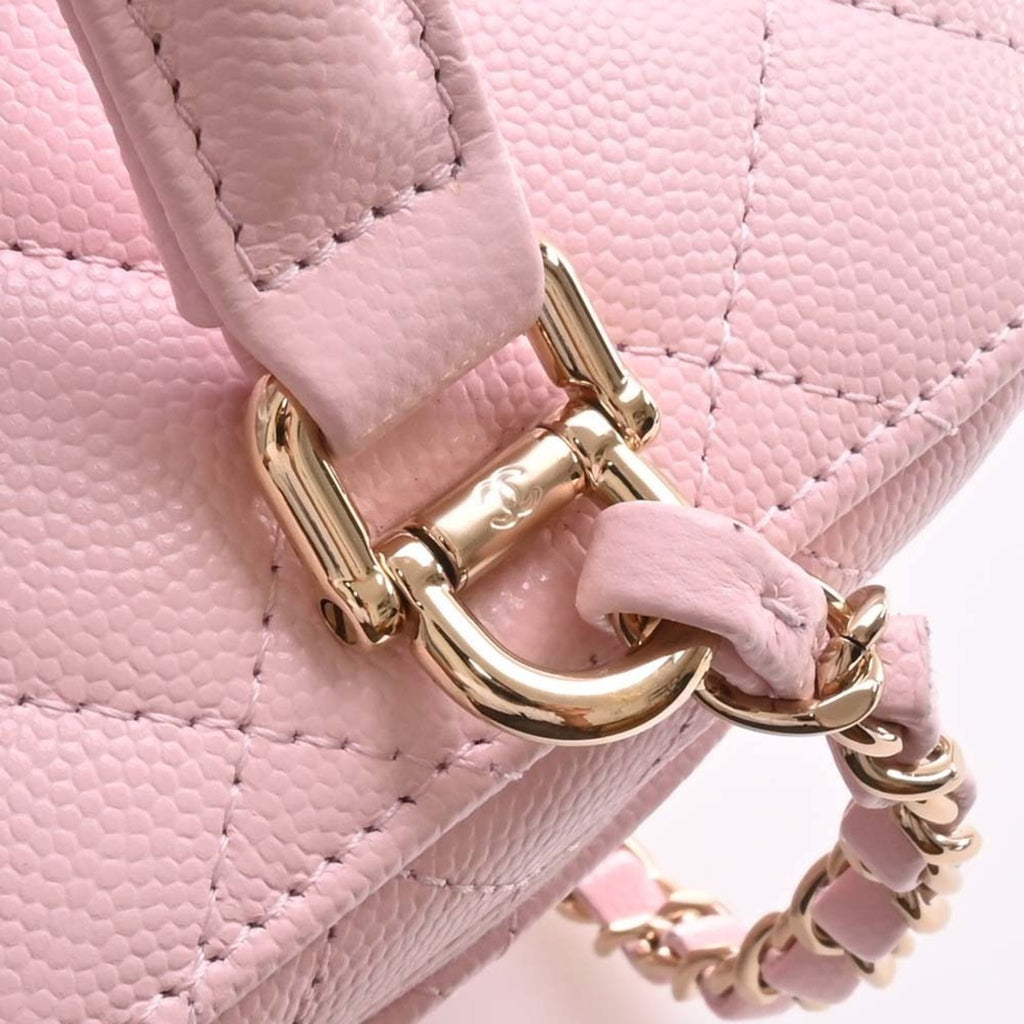 CHANEL Caviar Skin Matelasse Coco Mark Small Vanity Bag Shoulder Pink Ladies