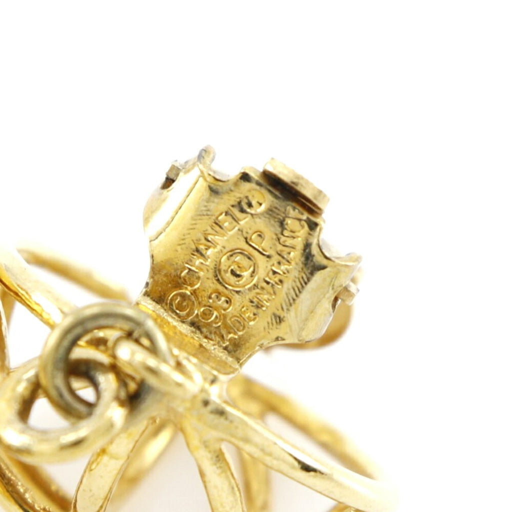CHANEL Bird Cage Earrings Gold Plated Made in France 1993 93P Women's