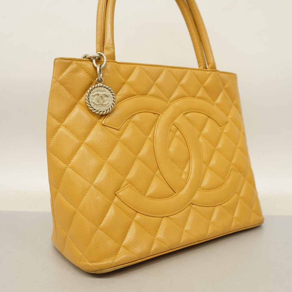 CHANELAuth  Reprint Tote Women's Caviar Leather Tote Bag Beige